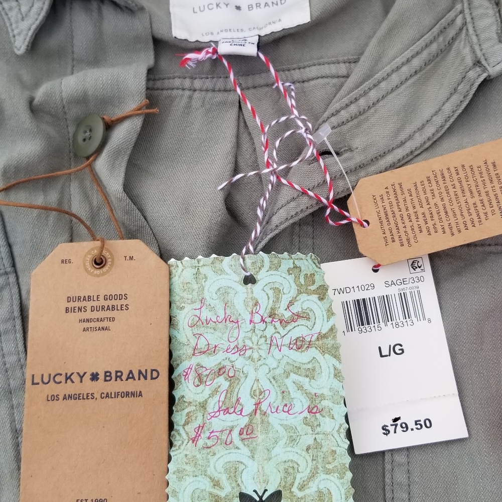 Lucky Brand NWT Dress Button Down and tie waist